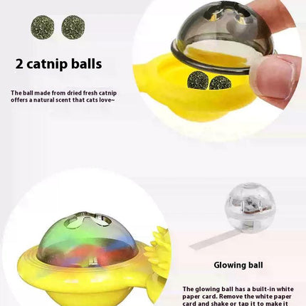 Interactive Windmill Cat Toy With LED Light Ball, Suction Cup, And Catnip Indoor Cat Exercise And Entertainment Set.