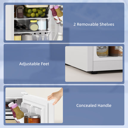 2.5 Cu.Ft Mini Fridge, Single Door Compact Refrigerator with Freezer, Adjustable Thermostat, Reversible Door, White
