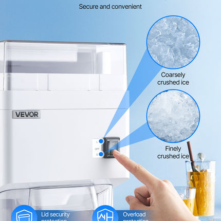 Commercial Ice Shaver Machine, 1.91QT /1.8L Large Electric Ice Cube Crusher Shaved Maker With 300W Premium Motor, Stainless Steel Blades, For Bar Mixing Seafood Preservation Home Party, White