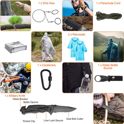 121Pcs Per Set Survival Kits Professional Emergency Survival Gear Tactical First Aid Kit Supplies For Outdoor Adventure Camping Hiking Hunting