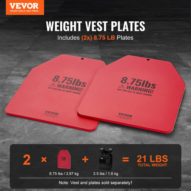 Weight Vest Plates, 8.75 LB Pairs, Premium Steel Weighted Plates, Contoured Ergonomic Fit – WODs, Additional Weight For Weight Vests, For Strength Training, Running, Fitness, Heavy Workouts