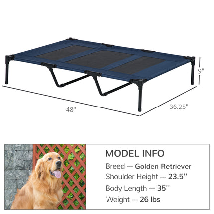 48" x 36" Elevated Breathable Dog Bed w/ Carry Bag Dark Blue