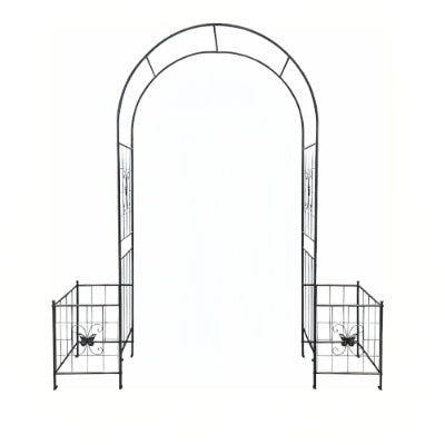 Garden Arch Arbor Trellis For Climbing Plants, Durable Metal Garden Arch Outdoor Wedding Arch, For Wedding Ceremony Party Plant Climbing Rose Vines Lawn Courtyard Patio Black, 7.15ft
