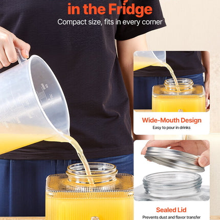 Beverage Dispenser, 0.8 Gallon Drink Dispensers For Parties, Glass Juice Dispenser With No-Drip Spigot And Lid, Iced Tea Lemonade Juice Water Dispensers For Restaurants, Hotels, Parties