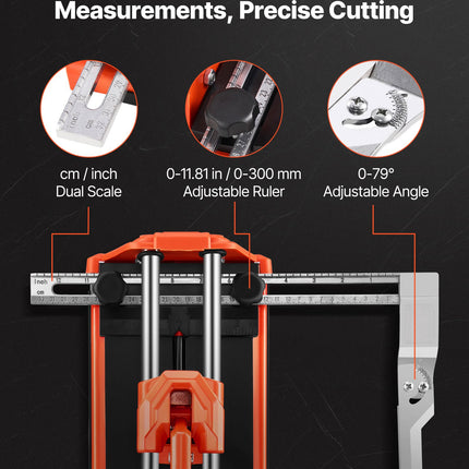 17-Inch Manual Tile Cutter For Wall & Polished Tiles,Double Rails For Precise Cutting, Tungsten Carbide Wheel,Non-Slip Handle,Anti-Displacement Pressure Rod,Precise Cuts For Pros & Beginners