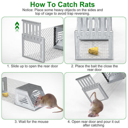 2Pcs Humane Mouse Trap Cage No Assembly Need Automatic Continuous Rat Trap With Single Way Door Reusable Catch And Release Live Cage Trap For Rodents Moles Voles Mice For Spring Summer