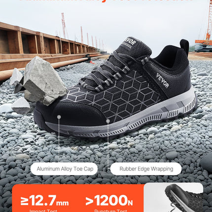 Steel Toe Shoes For Men, US Size 9.5, Men’s Cushion Sport Safety Toe Athletic Work Shoe, Indestructible Safety Sneakers Lightweight,Breathable Industry Construction Work Shoes, Black