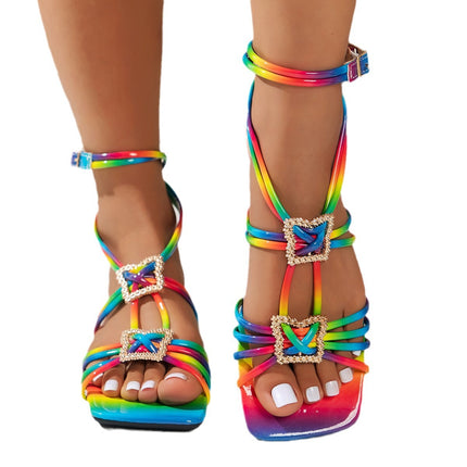 Square Toe Flat Bottom Catwalk Fashion Sandals