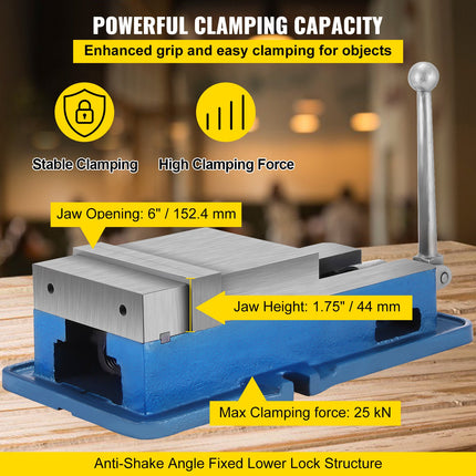 6'' ACCU Lock Vise For Precision, Milling Vice With 6 Inch Jaw For Drill Press, Milling & Drilling Bench Clamp Vice