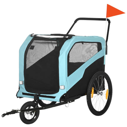 2-in-1 Dog Bike Trailer Pet Stroller Carrier For Large Dogs With Hitch, Quick-release Wheels, Foot Support, Pet Bicycle Cart Wagon Cargo For Travel, Blue