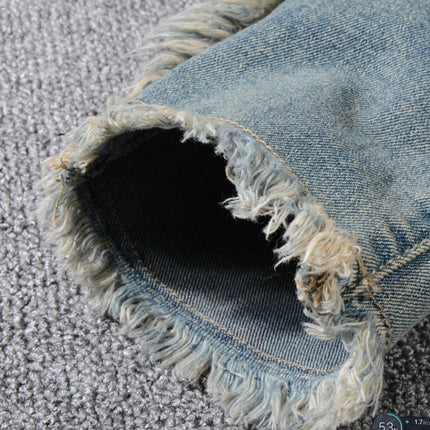 Denim feet moto pants