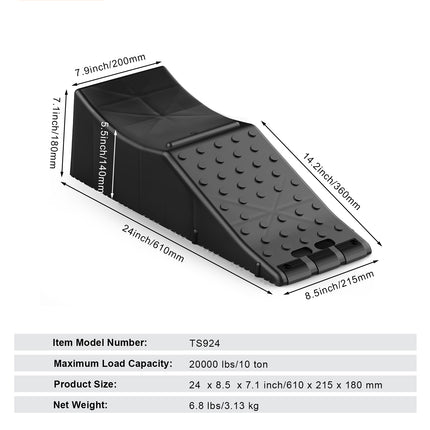 VEVOR Car Service Ramp, 20000 Lbs 10 Ton Loading Capacity, Lift Car Ramp, Low Profile Plastic Tire Ramp, Heavy Duty Truck Ramp For Oil Changes Wheels, Lift Vehicle Maintenance,