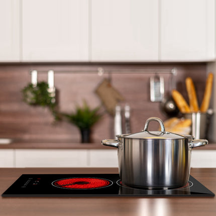 1Pc Dual Induction Burners Electric Cooktop 110V Total 1900W Electric Stove Built In Electric Ceramic Stove With Timer Setting 9 Firepower Levels Over Heating Protection