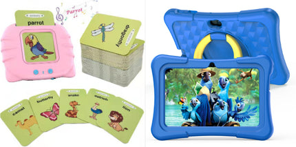 7-inch Children Education Flat With Protective Silicone Cover 360-degree Rotation Handle Bracket