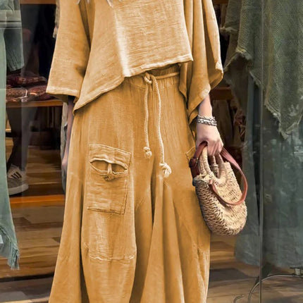 Casual Solid Color Loose Dress Two-piece Suit