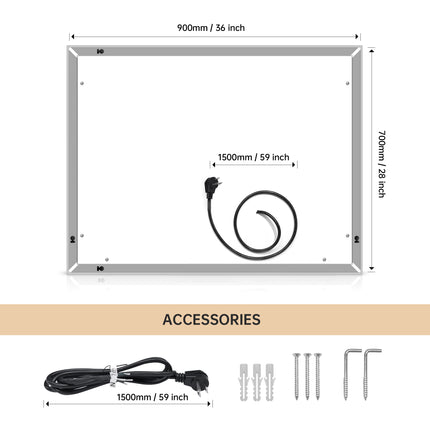 LED Bathroom Mirror With Touch Button Control