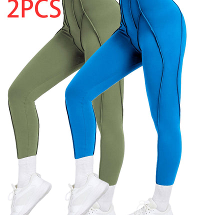 2 Pack Women's Quick Dry High Waist Tummy Control Yoga Pants Workout Leggings With Side Pockets