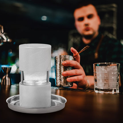 Ice Ball Press, 2.4' Ice Ball Maker, Aircraft Al Alloy Ice Ball Press Kit For 60mm Ice Sphere, Ice Press With Tong And Drip Tray, For Whiskey, Cocktail, Bourbon, Scot On Party & Holiday, Silver