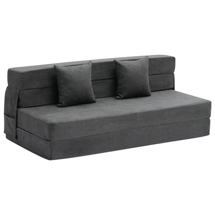 Folding Sofa Bed, 3-in-1 Foldable Couch Bed With 2 Pillows And Washable Cover, 25D High Density Memory Foam Convertible Sleeper Chair Bed, Futon Couch For Living Room, Bedroom, Dark Grey(Queen)
