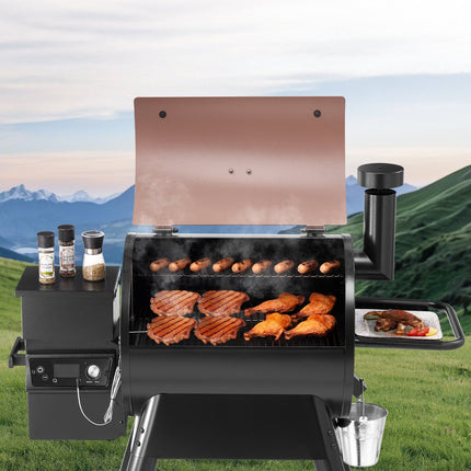 Wood Pellet Grill Smoker Outdoor Electric BBQ Grills 575 Sq.in Cook Area