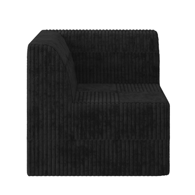 Corner Sofa Compressed Sectional Sofa Modern Minimalist Style Corduroy Couch, Sleeper Sofa For Living Room, Bedroom, Comfy Compressed Sofa Couch Space-Efficient Design-black