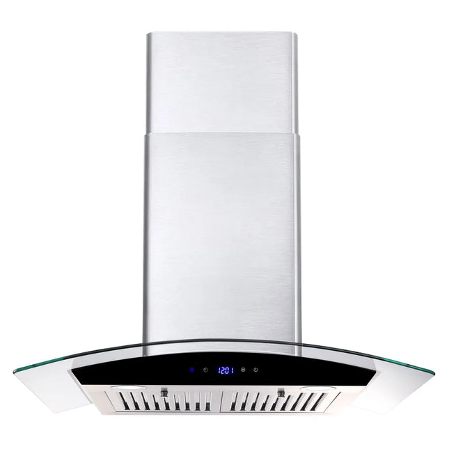 30 Inch Wall Mounted Range Hood 700CFM Tempered Glass Touch Panel Control Vented LEDs