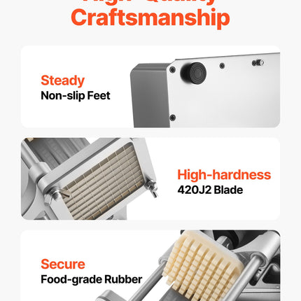 Electric French Fry Cutter Stainless Steel Vegetable Chopper With 3 Blades