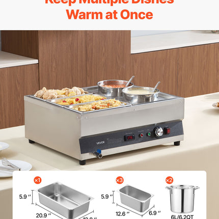 Commercial Soup Warmer Soup Station With 2-Pot & 3-Pan Soup Kettle Warmer