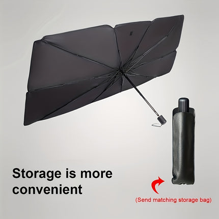 UPF50-Sunshade-UPF50- Compact Roll-Up Sunshade For Front Window - Heat Insulation And UV Protection, Easy-to-Use Auto Interior Accessory, Fits Most Vehicles, Sun Protection Curtain, Sleek Black Umb
