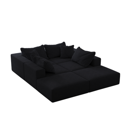 Oversized Sponge Cloud Sofa,Modern Upholstered Sectional Sofa Couch Set,Modular 162 L Shaped Sectional Living Room Sofa Set With 6 Pillows,Free Combination Sofa Couch For Living Room,Bedroom