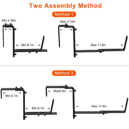 4Pcs Per Set Adjustable Planter Box Brackets Flower Box Holders Window Boxes Planters Hooks No Drill Railing Planter Mounts For Windowsills Garden Fences Balcony