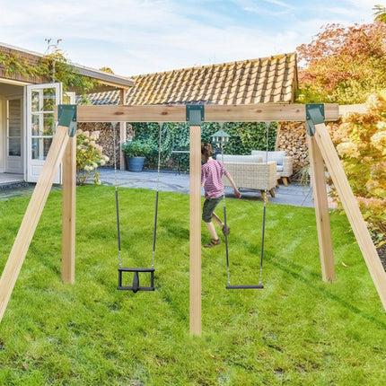 A-Frame Middle Swing Set Brackets, Heavy Duty Carbon Steel Swing Set Hardware With Mounting Hardware, DIY Swing Set Bracket Swing Set Kit For 4x4 Legs & 4x6 Beam, Green (3 Pcs)