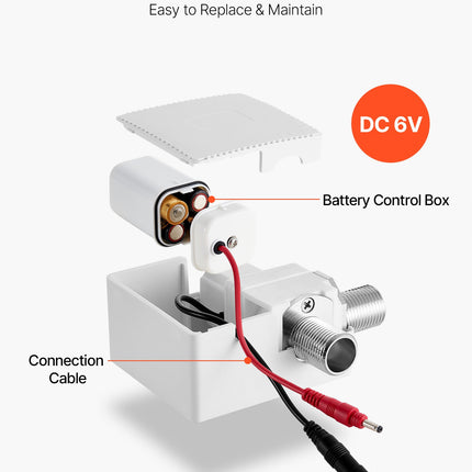 Touchless Bathroom Sink Faucet, Automatic Motion Sensor Restroom Toilet Faucet Cold Water With Hole Cover Plate, Battery Operated For 9/16 In Pipe Commercial Lavatory,Chrome Plated Silver G112M