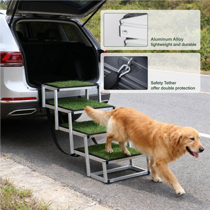 Foldable Dog Ramp For Cars, SUVs, Trucks, Portable Pet Dog Stairs For Large Dogs With Non-Slip Surface  Reinforced Design, Lightweight Yet Sturdy Supports Up To 250lbs