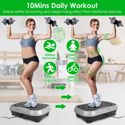 1Pc Vibration Exercise Machine With Resistant Bands For Spring Summer Fitness Remote Control Whole Body Vibration Platform Workout Equipment Home Fitness Training Equipment For Weight Loss Fat Burner