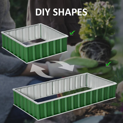 Raised Garden Bed, Galvanized Metal Planter Box For Vegetables Flowers Herbs, Green