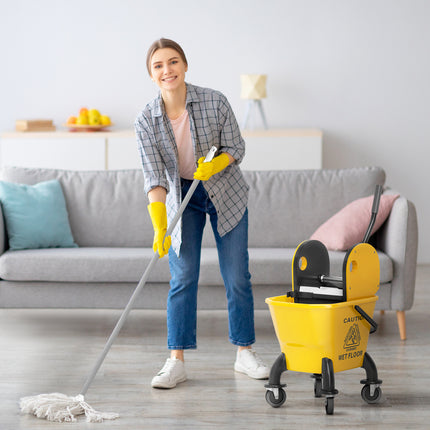 Mop Bucket with Wringer on Wheels for Floor Cleaning