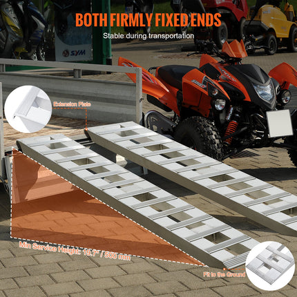 Loading Ramps, 2 Pcs 72 X 15 In, Durable Aluminum And Heavy-Duty Trailer Ramp Set With Anti-Slip Plates, 6000 Lbs Combined Capacity, For Carts, Farm Tractors, ATVs, Lawn Mowers, Motorcycles