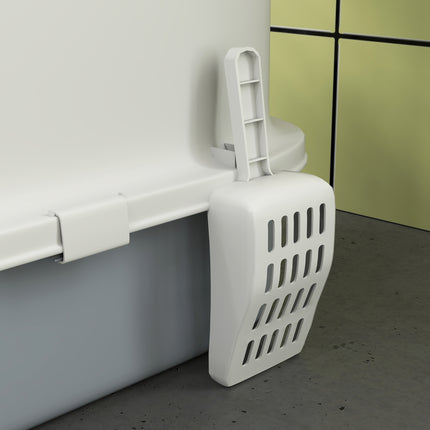 Covered Cat Litter Box with Lid, Drawer, Scoop, Top Entry, Deodorizing Bags, Odor Control, Easy to Clean, Gray