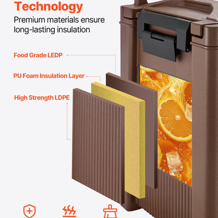 Insulated Hot And Cold Beverage Dispenser 5Gal/19L Food-Grade Drink Server