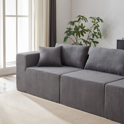 104-Inch Corduroy  Modular L Shaped Sectional Sofa,Luxury Floor Couch Set,Upholstered Indoor Furniture,Foam-Filled Compressed Sofa For Living Room,Bedroom,4 PC Free Combination