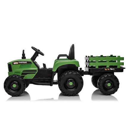 Ride On Tractor With Trailer,24V 400W Powered Electric Tractor Toy W Remote Control,electric Car For Kids,Three Speed Adjustable,Power Display, USB,MP3 ,Bluetooth,LED Light,Two-point Safety Belt.
