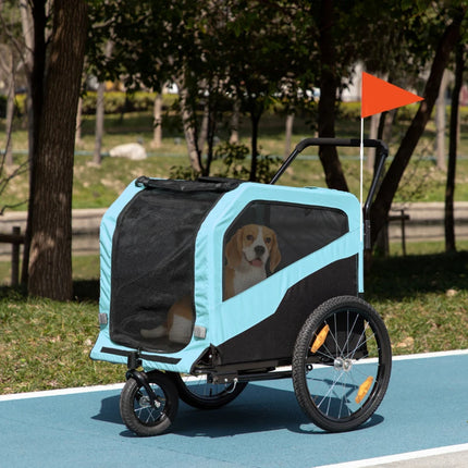 2-in-1 Dog Bike Trailer Pet Stroller Carrier For Large Dogs With Hitch, Quick-release Wheels, Foot Support, Pet Bicycle Cart Wagon Cargo For Travel, Blue