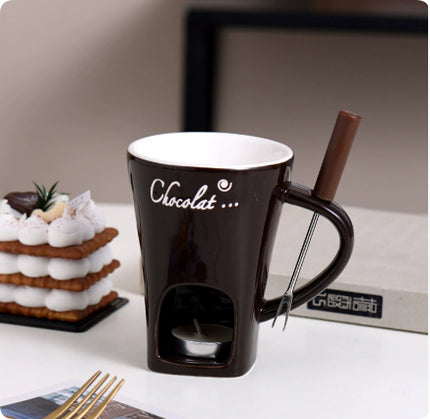 Fondue Mug Set Chocolate Cheese Ice Cream Fondue Maker Kit Individual Butter Melter Cup Small Warmer Kitchen Gadgets