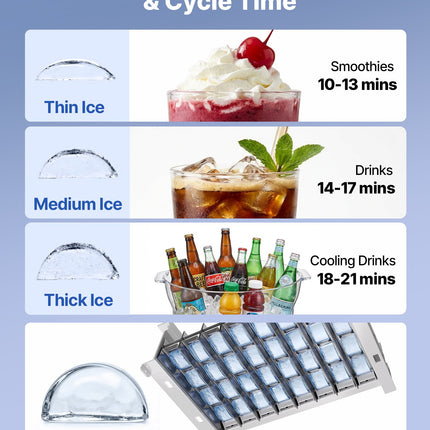 Commercial Ice Maker Machine, 100 Lbs/24h With 26 Lbs Storage Capacity, Built-in/Freestanding/Under Counter, Stainless Steel Ice Maker With LED Display & Self-Cleaning, For Home Bar Restaurant