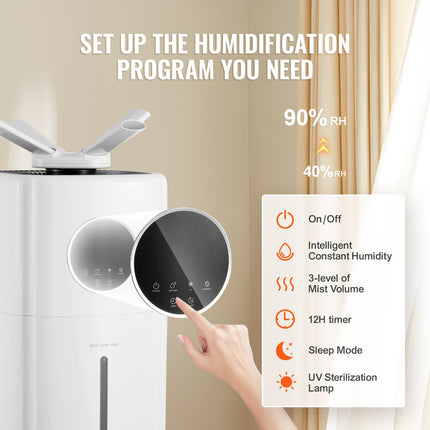 Commercial Humidifier, 5.5 Gal/21L 40.6 Oz/h Cool Mist Output, Industrial Air Vaporizer For Large Room Up To 1291.7 Sq Ft,Top Refill Humidifier W/ 12-Hour Timer For Whole House,Greenhouse, Plant