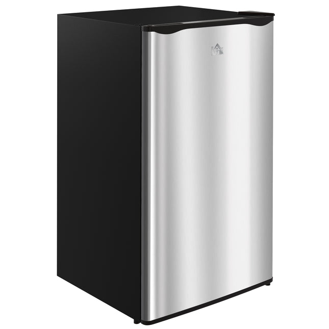3.2 Cu.Ft Mini Fridge with Freezer, Single Door Compact Refrigerator with Adjustable Thermostat, Shelf and Reversible Door for Bedroom, Dorm, Home Office, Energy Efficient, Silver