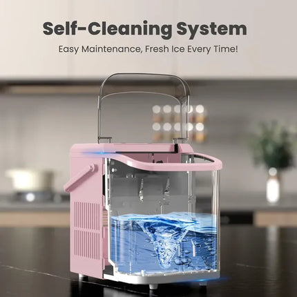 Countertop Ice Maker With Handle, 26lbs&24H Portable Ice Machine, 9 Bullet Ice Cubes Ready In 6 Mins, Self-Cleaning, Quiet Compact Ice Maker For Home, Kitchen, RV, Camping