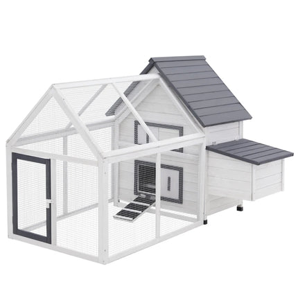 Chicken Coop Wooden Chicken House Rabbit Hutch Poultry Cage Hen Pen  With Nesting Box, Ramp, Run