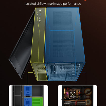 Mid-Tower PC Case Dual Chamber Gaming Computer Case For ATX Motherboard No Fan